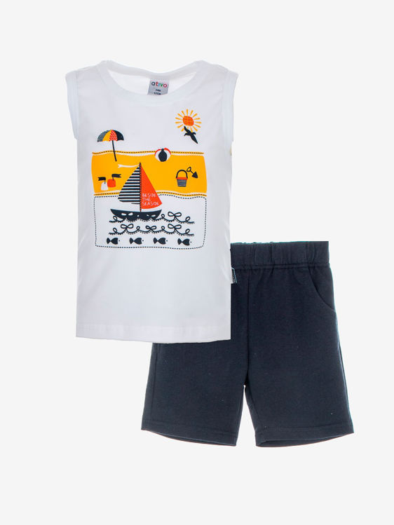 Picture of YF1636- BOYS HIGH QUALITY COTTON SLEEVELESS 2 PCS SET